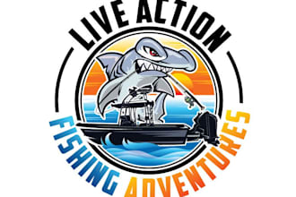 do awesome fishing adventures is a fishing charter logo