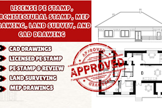 licensed stamp, architectural stamp, mep drawing, land survey, and cad drawing