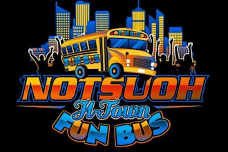 design premium party fun car, bus, moto, bike repair and servicing logo