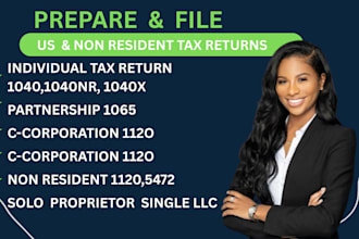 l prepare and file US tax returns for personal corporate  llc