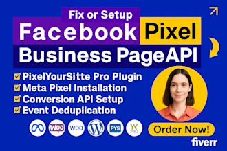 setup facebook business page, pixel and conversion API with pixelyoursite pro