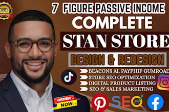do etsy stan store design, payphip, beacons ai, gumroad, stan store markerting