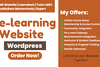 build a custom wordpress lms website using tutor lms, learndash, or buddyboss