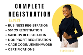 do samgov, nonprofit business reg, 501c3 mbe cage code uei ein 8a, wosb
