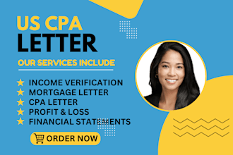 audit financial statement US CPA, sign CPA letter, income verification letter