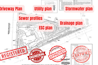 design driveway plan, esc plan , grading plan , stormwater , sewer profiles