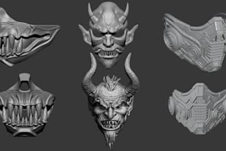 model 3d cosplay mask 3d helmet 3d halloween mask, oni mask stl for 3d printing