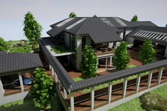 remodel 3d exterior design, residential outdoor, backyard, house structure, cgi