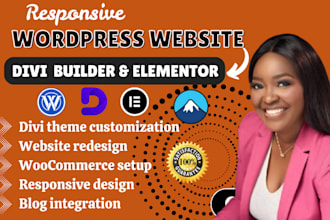 design responsive wordpress website or blog with divi theme builder, elementor