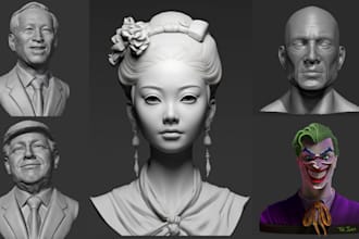 sculpt 3d head model realistic 3d face model 3d bust model stl file for printing