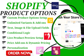 setup shopify custom product options easify avis globo ymq king sc personalizer