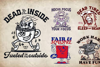 design retro vintage cartoon illustration mascot logo or cuphead style art