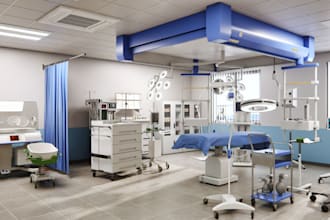 visualize 3d dental smdio, hospital interior rendering, pharmacy sketchup