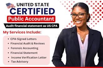 audit financial statement as US CPA, income verification letter, sign CPA letter