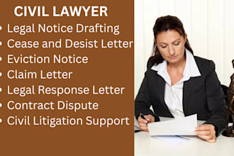 draft legal notice, claim letter, cease desist, eviction notice or their replies