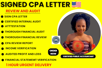 write t financial statement US CPA, sign CPA letter, income verification letter