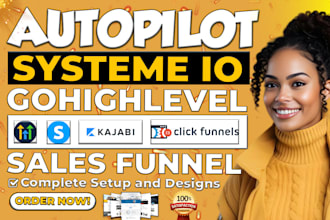 build sales funnel in clickfunnels, gohighlevel, systeme io, landing page design