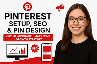 setup and manage pinterest marketing, design pin SEO and be virtual assistant