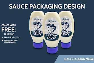 design sauce bottle labels, condiment packaging, or squeeze bottle design