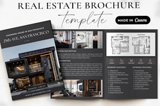 design real estate listing flyers, property brochures, market report