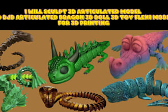 3d bjd articulated model dragon doll flexi toy 3d printing