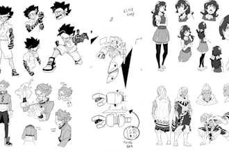 draw line art and sketch illustration , 2d line art animation, manga
