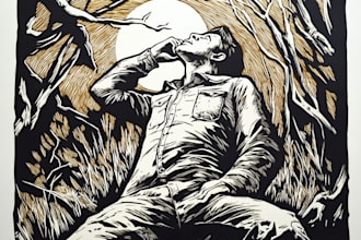 create niche colorful linocut and woodcut book illustrations