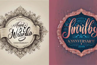 design hand drawn vintage event anniversary logo