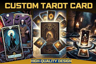 draw custom tarot cards detailed dark art sci fi mystical in unique designs