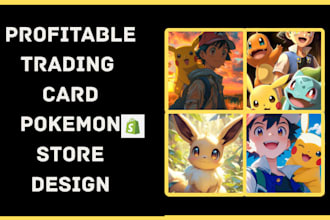 create pokemon trading card shopify store animation card log website