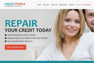 design high converting insurance credit repair tax  landing page websites