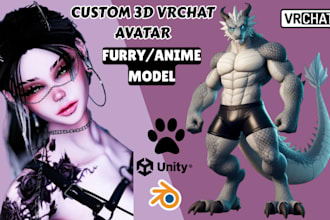 custom 3d vrchat avatar 3d model furry model anime vtuber model in unity