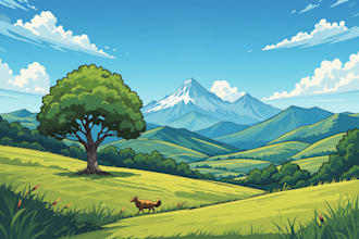redraw landscape to cartoon vector