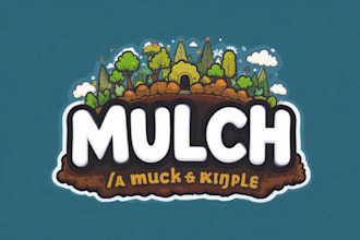 design cartoon fun mulch and landscaping logo