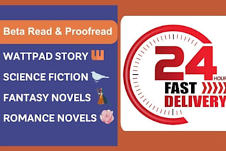 beta read proofread fantansy romance novels, wattpad story, sci fi in 24 hours