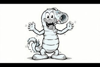 create retro 1930 rubber hose style cartoon mascot line arts