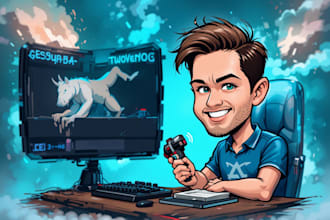 do creative caricature gaming logo for you