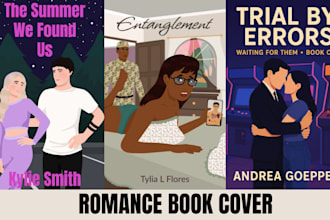do romance book cover illustration, kdp cover, ebook cover, character design