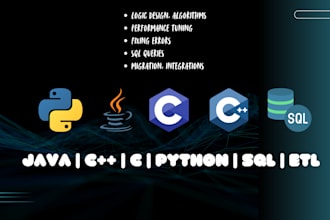 develop or fix code in java, cpp, c, python, etl, or sql