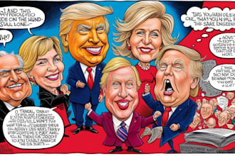 draw satire, editorial or political cartoons for you