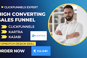 build converting sales funnel with clickfunnel, kartra, kajabi landing page