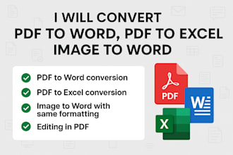 convert PDF to word, excel, or image to word with exact formatting