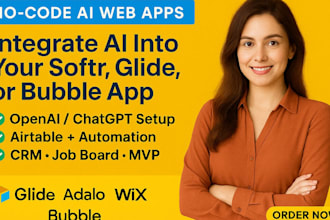 integrate ai into your softr, glide, adalo, wix, bubble, or airtable app or CRM