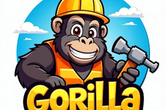 design high quality gorilla construction mascot logo with fastest delivery