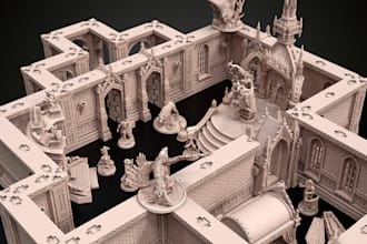 custom 3d miniature terrain landscape,ttrpg, 3d medieval building,goblin 3dprint