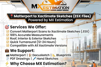 do matterport to xactimate interior sketch esx,skx