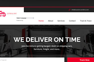 design a courier website, logistics website, transportation and delivery website