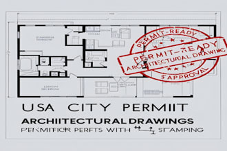 do professional floor plan design for california florida and USA city permits