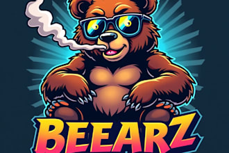 design high quality esport bear smoking mascot logo with unlimited revision