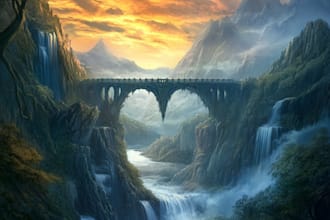 draw fantasy background and landscape